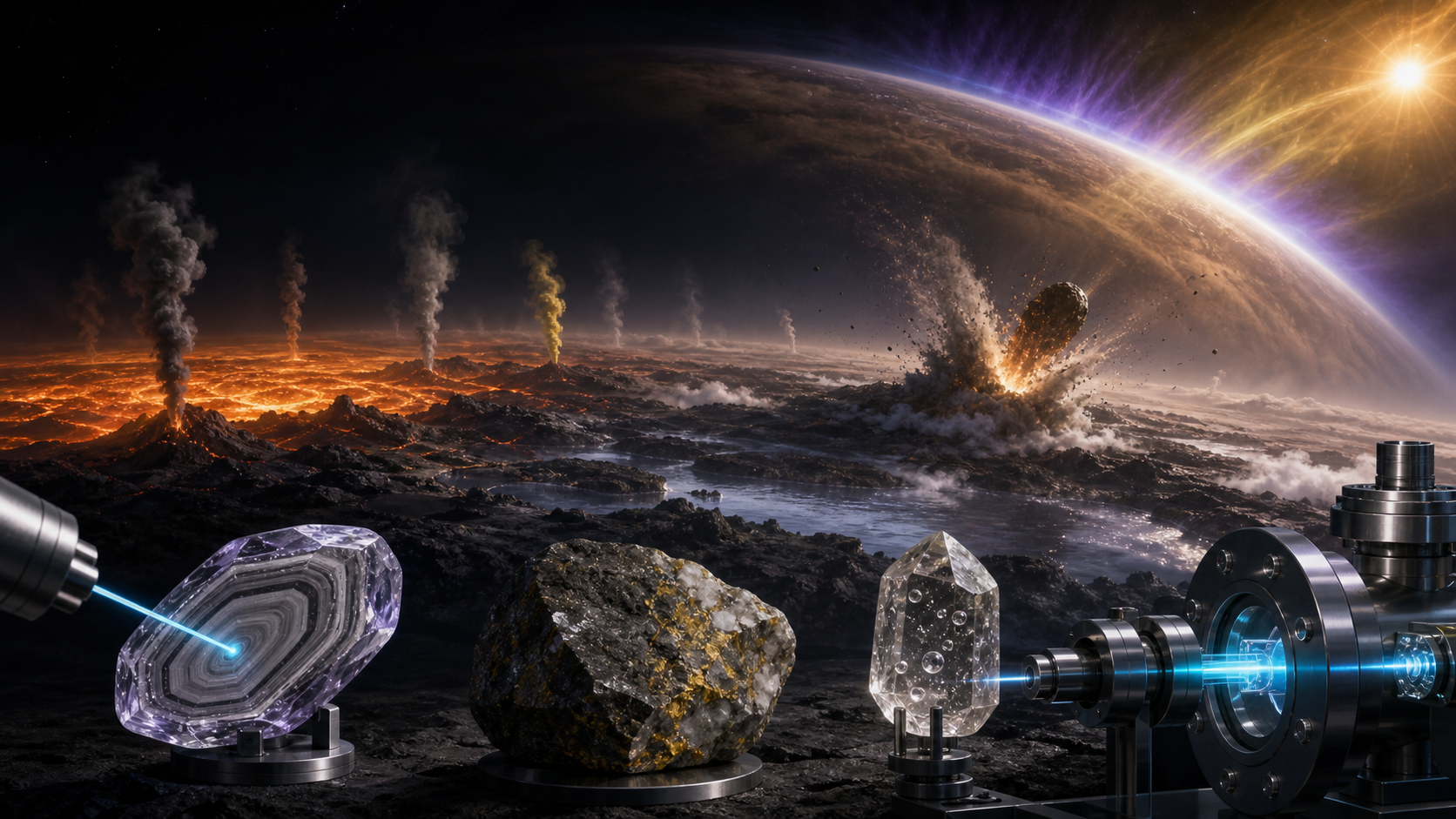 Portada conceptual de la atmósfera hadeana