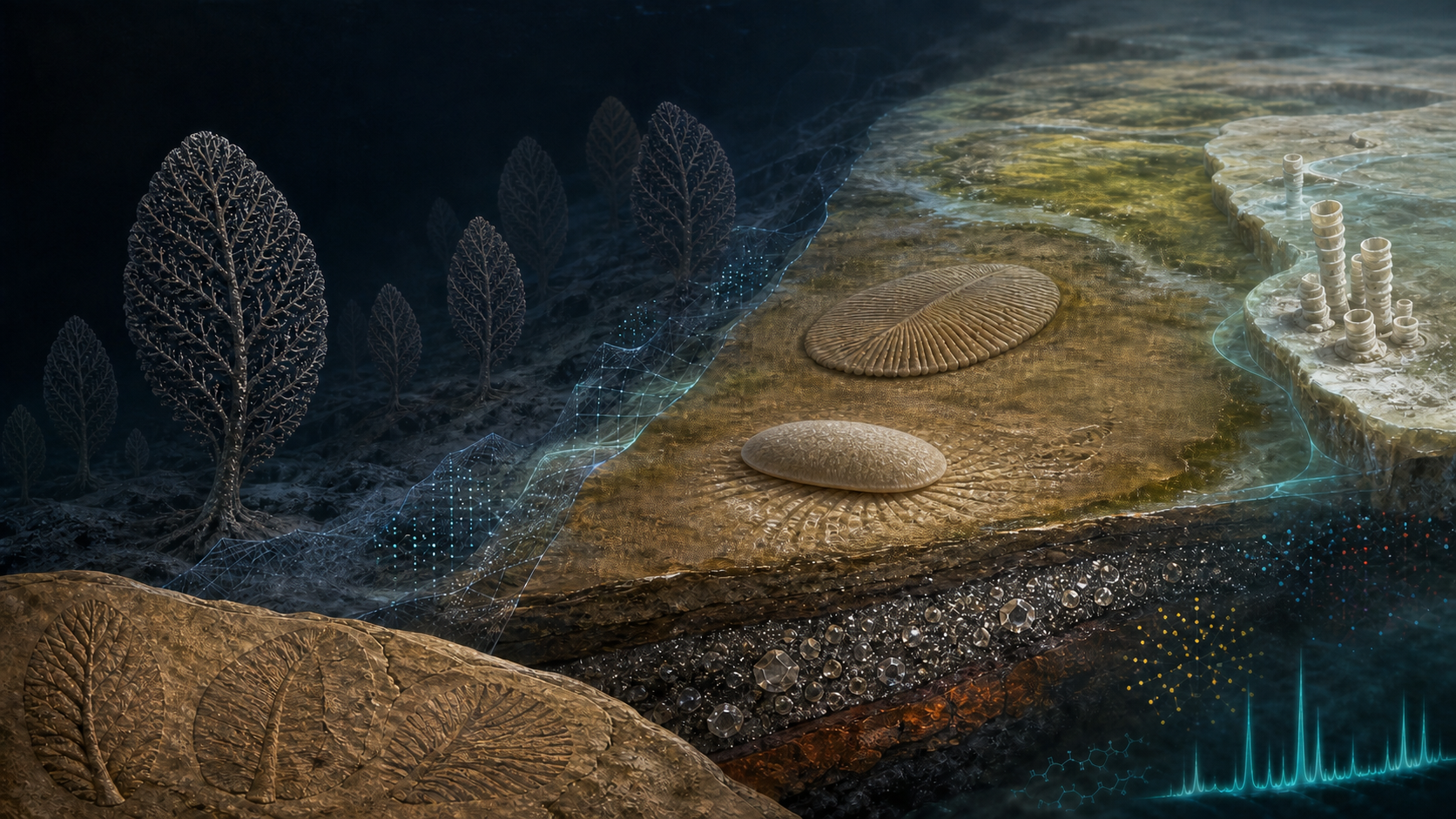 Portada conceptual de la biota ediacárica