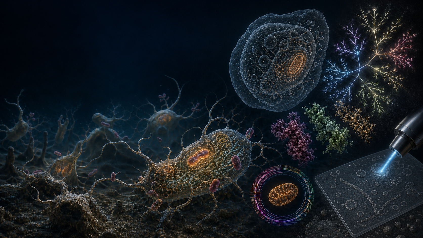 Portada conceptual de la eucariogénesis